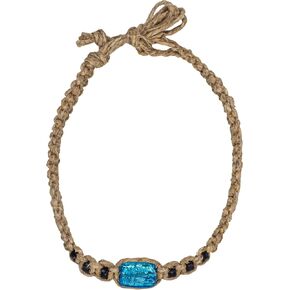BlueRica Large Hemp Choker Necklace with Glass Bead in Kuwait