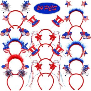 24 Pcs Patriotic Head Boppers Headband 4th of July Party Accessories Star Headband Red White Blue 4th of July Headpiece American Flag 4th of July Headwear for Celebration Independence Day Labor Day in Saudi Arabia