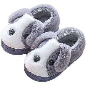 JadeRich Women/Kids Family Cute Dog Pattern Fleece Indoor Outdoor Slippers Memory Foam Non-Slip Home Shoes
