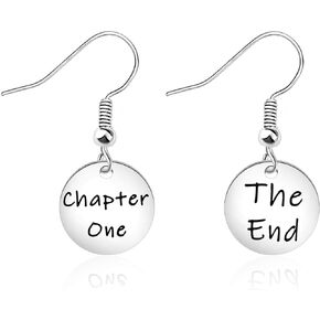 WUSUANED Book Lover Gift Chapter One And The End Earrings Literary Jewelry Bookworm Gift