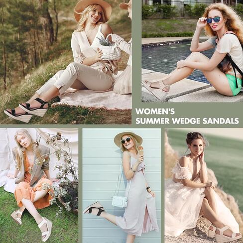 Jeossy Women's 8801 Wedge Sandals for women, 3.5 Inch Ankle Strap Espadrille Sandals for Women Dressy Summer in Kuwait