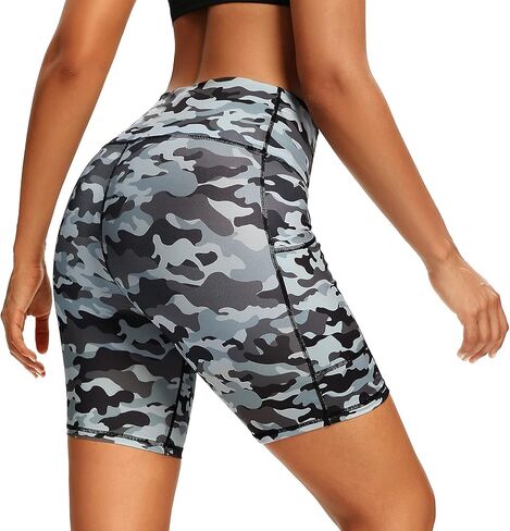 سراويل اليوغا النسائية عالية الخصر من LXNMGO مع جيوب قابلة للتمدد للتمرين والجري والكرة الطائرة تحت الفستان شورت لراكبي الدراجات النارية للنساء in Kuwait