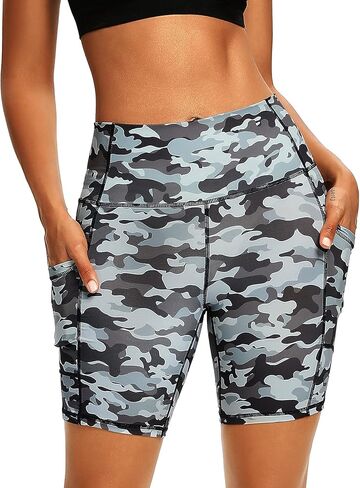 سراويل اليوغا النسائية عالية الخصر من LXNMGO مع جيوب قابلة للتمدد للتمرين والجري والكرة الطائرة تحت الفستان شورت لراكبي الدراجات النارية للنساء in Kuwait