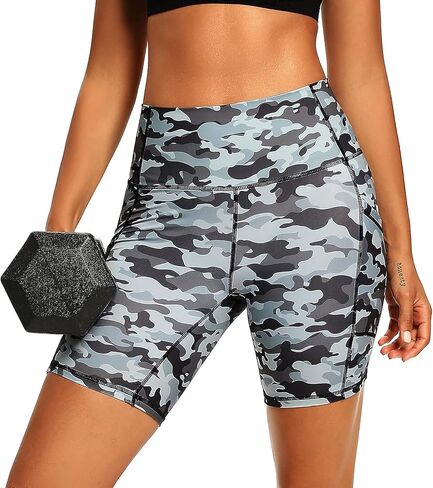 سراويل اليوغا النسائية عالية الخصر من LXNMGO مع جيوب قابلة للتمدد للتمرين والجري والكرة الطائرة تحت الفستان شورت لراكبي الدراجات النارية للنساء in Kuwait