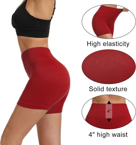 JQ JQAMAZING شورت يوجا عالي الخصر للنساء 5 بوصات شورت لراكبي الدراجات النارية للسيدات من الألياف اللدنة قصير للتمرين في صالة الألعاب الرياضية والجري أحمر/أرجواني in Kuwait