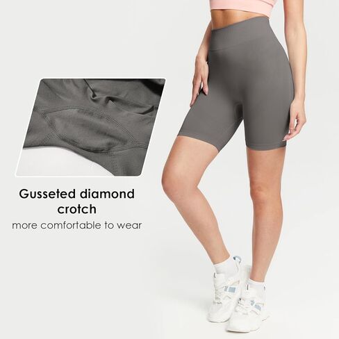 شورت BALEAF نسائي بدون خياطة للتمارين الرياضية لراكبي الدراجات سراويل اليوغا مع شورت مضلع عالي الخصر من الألياف اللدنة in Kuwait