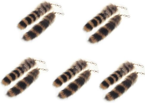 10 pcs 10inches Authentic Raccoon Tail Fur Skin Halloween Party Cosplay Handbag Accessories Key Chain Ring Hook in Kuwait