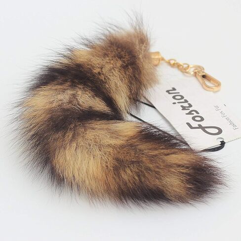 10 pcs 10inches Authentic Raccoon Tail Fur Skin Halloween Party Cosplay Handbag Accessories Key Chain Ring Hook in Kuwait