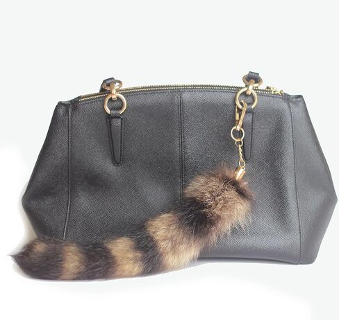 10 pcs 10inches Authentic Raccoon Tail Fur Skin Halloween Party Cosplay Handbag Accessories Key Chain Ring Hook in Kuwait