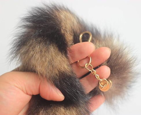 10 pcs 10inches Authentic Raccoon Tail Fur Skin Halloween Party Cosplay Handbag Accessories Key Chain Ring Hook in Kuwait