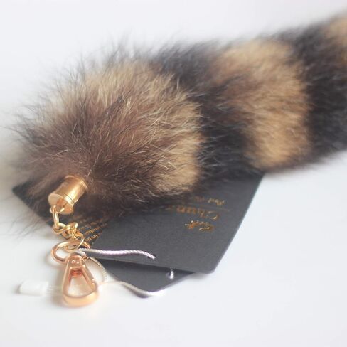 10 pcs 10inches Authentic Raccoon Tail Fur Skin Halloween Party Cosplay Handbag Accessories Key Chain Ring Hook in Kuwait