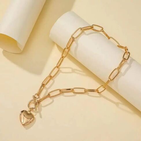 Neeshka يمكن فتح قلادة القلب قلادة أنثى موضة بسيطة مزاجه القلب قلادة in Kuwait