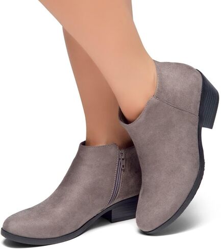 حذاء نسائي من Herstyle Chatter Western Ankle Bootie مغلق عند أصابع القدم كاجوال بكعب منخفض مكدس in Kuwait