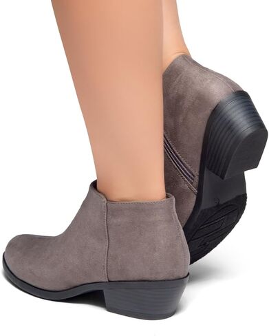 حذاء نسائي من Herstyle Chatter Western Ankle Bootie مغلق عند أصابع القدم كاجوال بكعب منخفض مكدس in Kuwait