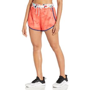 تومي هيليفيغر شورت ركض نسائي مطبوع عليه زهور استوائية من نسيج شبكي برباط سحب عند الخصر in Kuwait