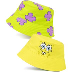SpongeBob SquarePants Reversible Bucket Hat Adults Unisex | Mens Womens Yellow Spongebob and Patrick Coral Character Sun Hat in Saudi Arabia