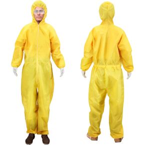 Liitrsh مجموعتان من بدلة المواد الخطرة الصفراء لزي الهالوين للبالغين من الرجال والنساء، مقاس قياسي، تتضمن نظارات بذلة صفراء وقفازات بيضاء وغطاء لحفلات الهالوين للعب الأدوار التنكرية للهالوين in Kuwait