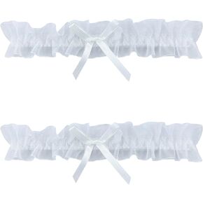 YunPeng Bridal Wedding Garter Set Lace Thigh Garter Bowknot Girls Bride Leg Garters 2pcs