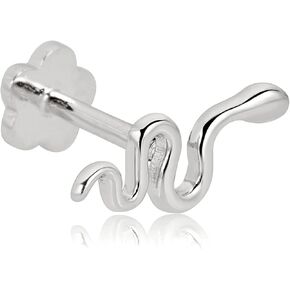 AVORA 14K Gold Snake Cartilage Piercing Flat Back Earring Body Jewelry (18 Gauge)