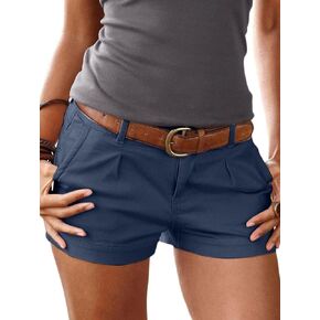 Flamingals Women's Hiking Shorts Mid Waist Solid Slant Pocket Shorts Casual Summer Without Belt 2023 Trendy in Kuwait