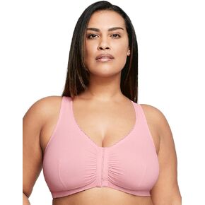 Glamorise Women's Plus Size Front-Closure Cotton T-Back Wirefree #1908