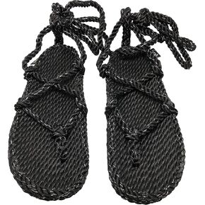 صندل رومانو نوماديك ستيت أوف مايند - حذاء حبل مصنوع يدويًا - 5 نقاط قابلة للتعديل - أربطة قابلة للتبديل - يمكن غسله في الغسالة - صديق للنباتيين - آمن، يدوم طويلاً، ملمس مريح - للرجال والنساء in Kuwait