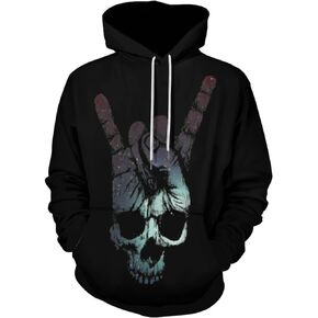 ETCONEN Unisex Skull Print Hoodie Novelty Skull Hip Hop Personality Sweatshirt Christmas and Halloween party costumes