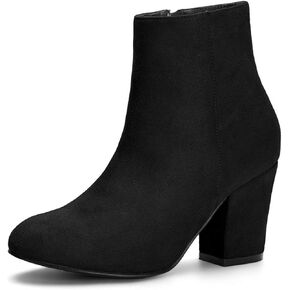 Allegra K Women's Round Toe Side Zip Chunky Heel Ankle Boots in Saudi Arabia