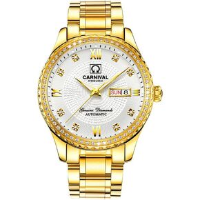 MASTOP Automatic Watches for Men's Luxury Gold Silver Stainless Steel Watch Fashion Diamond Dress Wrist Watches