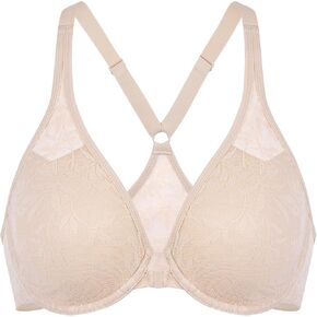 DELIMIRA Women's Front Closure Bras Racerback Lace Plunge Plus Size Underwire Unlined Bra