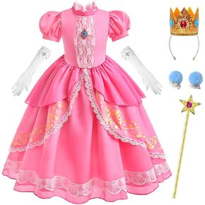 زي الأميرة الخوخ من iTVTi للفتيات والأطفال فستان سوبر براذرز الوردي التنكري لحفلات الهالوين in Kuwait