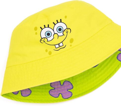 SpongeBob SquarePants Reversible Bucket Hat Adults Unisex | Mens Womens Yellow Spongebob and Patrick Coral Character Sun Hat in Saudi Arabia
