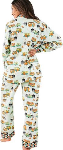 Lazy One Button-Down Adult Pajama Set, Classic Button-Down Shirt and Pants Pjs in Kuwait