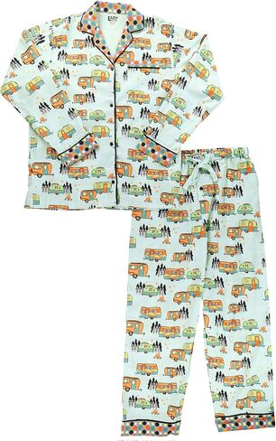 Lazy One Button-Down Adult Pajama Set, Classic Button-Down Shirt and Pants Pjs in Kuwait