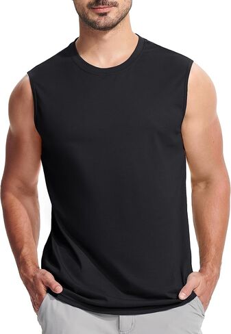 MAGCOMSEN Men's Tank Top Cotton Muscle Workout Gym Shirts Moisture Wicking Lightweight Summer Casual Sleeveless Shirts in Saudi Arabia