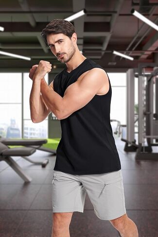 MAGCOMSEN Men's Tank Top Cotton Muscle Workout Gym Shirts Moisture Wicking Lightweight Summer Casual Sleeveless Shirts in Saudi Arabia