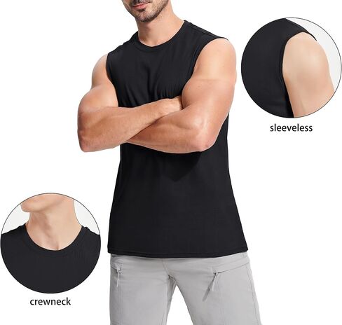 MAGCOMSEN Men's Tank Top Cotton Muscle Workout Gym Shirts Moisture Wicking Lightweight Summer Casual Sleeveless Shirts in Saudi Arabia
