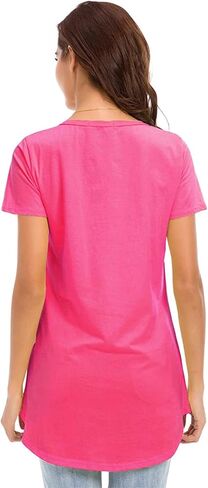 Women's Cotton T-Shirts Short Sleeve Loose Comfy Basic Plain Tunic Tee in Kuwait
