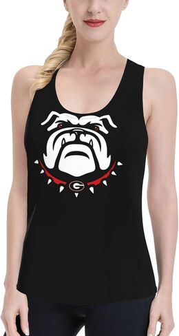 قمصان Georgia Bulldogs للسيدات ذات حزام عريض وطويل كلاسيكي مميز بدون أكمام للتمرين في صالة الألعاب الرياضية باللون الأسود in Kuwait