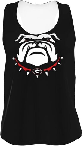 قمصان Georgia Bulldogs للسيدات ذات حزام عريض وطويل كلاسيكي مميز بدون أكمام للتمرين في صالة الألعاب الرياضية باللون الأسود in Kuwait