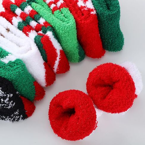 SATINIOR 8 Pairs Christmas Fuzzy Socks Xmas Winter Fluffy Socks Plush Slipper Socks for Women (Charming Style), Multicolor in Saudi Arabia