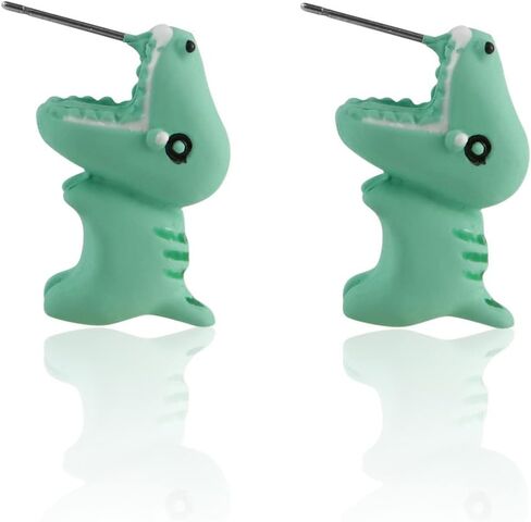 Cute Cartoon 3D Dinosaur Bite Earring Lovely Handmade Lightweight Tyrannosaurus Hippo Animal Ear Stud for Women Men Girl Boy Unisex Party Holiday Jewely Gift in Saudi Arabia