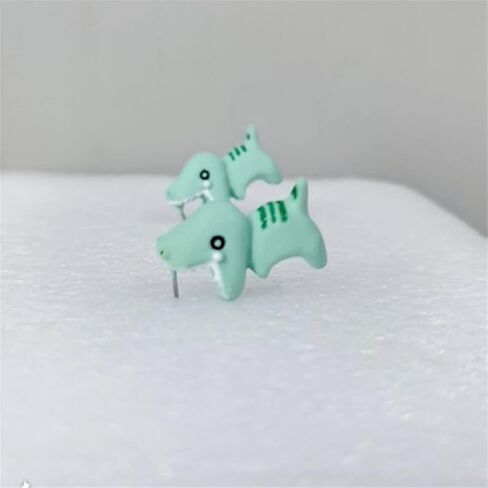 Cute Cartoon 3D Dinosaur Bite Earring Lovely Handmade Lightweight Tyrannosaurus Hippo Animal Ear Stud for Women Men Girl Boy Unisex Party Holiday Jewely Gift in Saudi Arabia