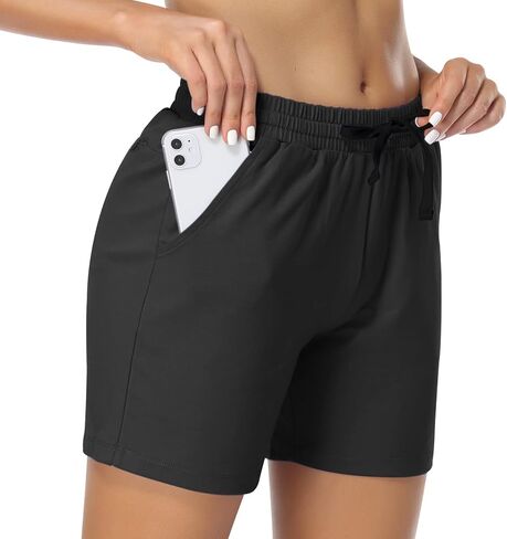 HISKYWIN 5 "/ 7" طول الدرزة الداخلية النسائية النشطة برمودا شورت اليوغا الركض السراويل جيوب البريدي in Kuwait