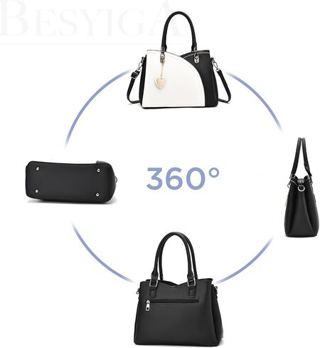 BESYIGA حقائب يد جلدية للنساء محافظ للفتيات بمقبض علوي حقيبة كتف كبيرة للنساء مجموعة محفظة من قطعتين in Kuwait