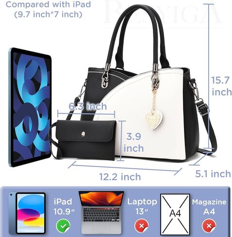 BESYIGA حقائب يد جلدية للنساء محافظ للفتيات بمقبض علوي حقيبة كتف كبيرة للنساء مجموعة محفظة من قطعتين in Kuwait