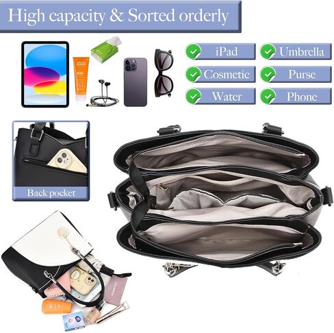 BESYIGA حقائب يد جلدية للنساء محافظ للفتيات بمقبض علوي حقيبة كتف كبيرة للنساء مجموعة محفظة من قطعتين in Kuwait