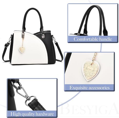 BESYIGA حقائب يد جلدية للنساء محافظ للفتيات بمقبض علوي حقيبة كتف كبيرة للنساء مجموعة محفظة من قطعتين in Kuwait