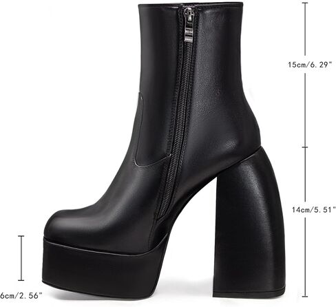 LVSEEMAN إمرأة موضة مكتنزة كعب حذاء من الجلد منصة كتلة ساحة تو الجانب سستة تصميم الشرير القتالية دراجة نارية الأحذية in Kuwait