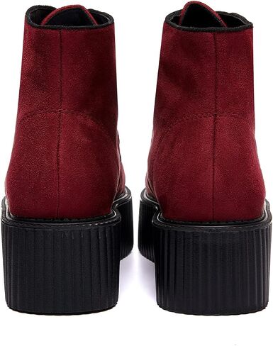 RoseG Women's High Top Suede Lace Up Flat Platform Creepers Shoes Boots in Saudi Arabia